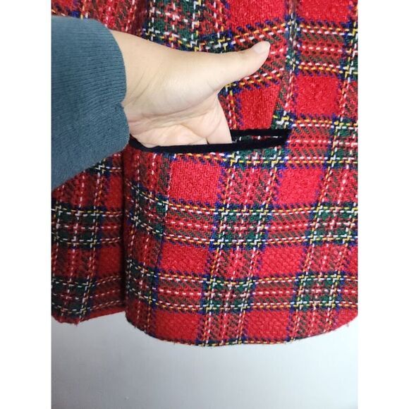 Talbots Women Red Tweed Red Blue Wool Blend "Shetland" 3 Button Blazer size 22W - Picture 3 of 11